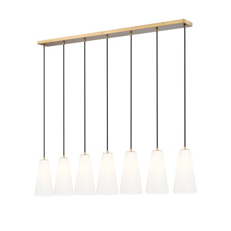 Z-Lite Farrell 7 Light Linear Chandelier, 7.25in. W x 13.75in. H, Modern Gold 3043P7-7L-MGLD